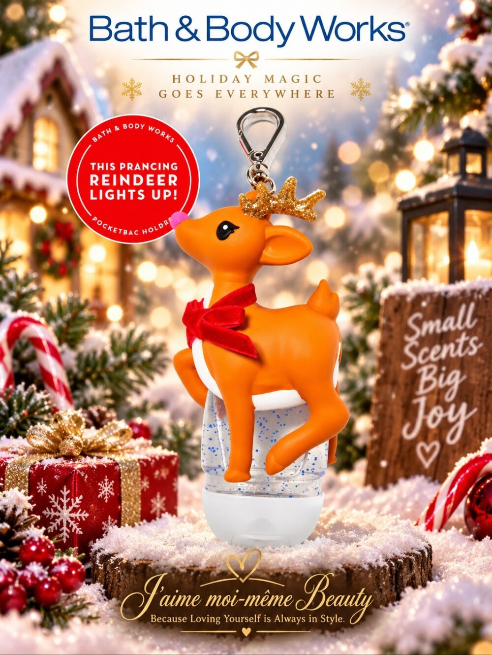 Bath & Body Works Light Up Rudolph Reindeer PocketBac Holder Christmas Bag Charm